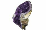 Amethyst Geode Section with Calcite on Metal Stand - Uruguay #171907-6